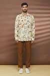 Linen Bloom_Multi Color 100% Linen Pisa Print Shirt _Online_at_Aza_Fashions