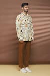 Buy_Linen Bloom_Multi Color 100% Linen Pisa Print Shirt _Online_at_Aza_Fashions