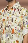 Linen Bloom_Multi Color 100% Linen Pisa Print Shirt _at_Aza_Fashions