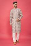 Buy_Nero By Shaifali And Satya_Multi Color Silk And Embroidery Abstract & Thread Work Kurta Set_Online_at_Aza_Fashions