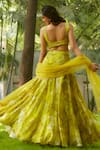 Shop_Ankita Dharman_Yellow 100% Viscose Natural Crepe Printed Botanical Leaf Tuscany Lehenga Set _at_Aza_Fashions