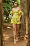 Buy_Ankita Dharman_Yellow Poly Crepe Printed Floral Tuscany Skorts _at_Aza_Fashions