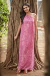 Buy_Ankita Dharman_Pink 100% Viscose Natural Crepe Printed Floral Round Ash Rose Tent Dress _at_Aza_Fashions