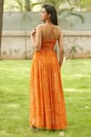 Shop_Ankita Dharman_Orange 100% Viscose Natural Crepe Printed Floral Flame Lily Maxi Dress _at_Aza_Fashions