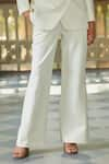 Ankita Dharman_White Arctic Twill Plain Notched Lapel Collar Jasmine Blazer And Pant Set _Online_at_Aza_Fashions