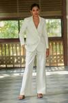 Buy_Ankita Dharman_White Arctic Twill Plain Notched Lapel Collar Jasmine Blazer And Pant Set _Online_at_Aza_Fashions