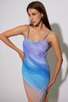 Deme By Gabriella Multi Color Viscose Embroidery Round Neck Block Slip Dress Online at Aza Fashions Deme By Gabriella_Multi Color Viscose Embroidery Round Neck Block Slip Dress_Online_at_Aza_Fashions