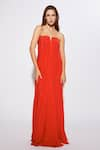 Buy_Deme by Gabriella_Red Crepe Straight Tube Maxi Dress _at_Aza_Fashions