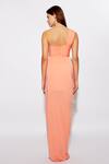 Shop_Deme By Gabriella_Peach Lycra Asymmetric One Shoulder Cut-out Maxi Dress_at_Aza_Fashions