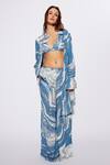 Buy_Deme By Gabriella_Blue Cotton Shawl , Scoop Abstract Print Shirt And Pant Set_at_Aza_Fashions