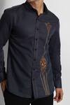 Buy_Paarsh_Grey Cotton, Linen Embroidery Placed Giraffe Shirt _Online_at_Aza_Fashions