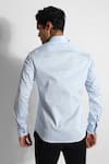 Shop_Paarsh_Blue Gingham Embroidery Techno Pattern Threadwork Shirt _at_Aza_Fashions