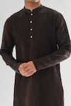 Paarsh_Brown Kurta Linen Satin Pintucks Cosmos And Pant Set _Online_at_Aza_Fashions