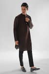 Buy_Paarsh_Brown Kurta Linen Satin Pintucks Cosmos And Pant Set _Online_at_Aza_Fashions