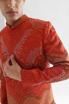 Shop_Paarsh_Orange Achkan Modal Satin Mafiyaa Abstract Embellished With Pant _Online_at_Aza_Fashions