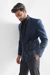 Buy_Paarsh_Blue Jacket And Pant Terrycott Suit Fabric Cutdana Embellished Tuxedo With _Online_at_Aza_Fashions