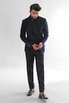 Buy_Paarsh_Blue Jacket And Pant Terrycott Suit Sunburst Cutdana Embellished Tuxedo With _at_Aza_Fashions