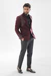 Shop_Paarsh_Wine Jacket And Pant Terrycott Suit Geometric Cutdana Embellished Tuxedo With _Online_at_Aza_Fashions