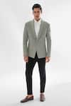 Buy_Paarsh_Green Jacket And Pant Terrycott Suit Fabric Stripe Pattern Tuxedo With _at_Aza_Fashions