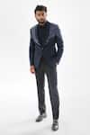 Buy_Paarsh_Blue Jacket And Pant Terrycott Suit Fabric Embroidered Metallic Tuxedo With_at_Aza_Fashions
