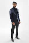 Buy_Paarsh_Blue Jacket And Pant Terrycott Suit Fabric Embroidered Metallic Tuxedo With_Online_at_Aza_Fashions
