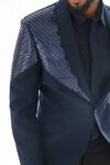Shop_Paarsh_Blue Jacket And Pant Terrycott Suit Fabric Embroidered Metallic Tuxedo With_Online_at_Aza_Fashions