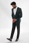 Buy_Paarsh_Green Jacket And Pant Terrycott Suit Fabric Dew Tasselled Tuxedo With _Online_at_Aza_Fashions