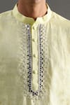 Buy_Byb Premium_Yellow Linen Hand Embroidered Gota Placket Kurta And White Pyjama Set _Online_at_Aza_Fashions