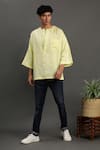 Buy_Byb Premium_Yellow Linen Solid Short Kurta _at_Aza_Fashions