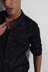 Buy_Paarsh_Black Giza Cotton Embroidered Cutdana Placed Embellished Pattern Shirt _Online_at_Aza_Fashions
