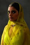 Buy_Nishar Ahmed_Yellow And Habutai Silk And Organza Embroidery Aari & Dori Saree _Online_at_Aza_Fashions