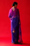 Shop_Nishar Ahmed_Purple Habutai Silk And Organza Embroidery Aari Floral Butti Saree_at_Aza_Fashions