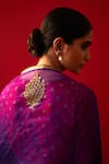 Buy_Nishar Ahmed_Purple Habutai Silk And Organza Embroidery Aari Floral Butti Saree_Online_at_Aza_Fashions