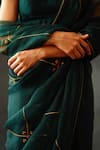 Shop_Nishar Ahmed_Green Habutai Silk And Organza Embroidery Aari Floral Zardozi Saree _at_Aza_Fashions