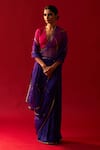 Buy_Nishar Ahmed_Purple And Habutai Silk And Organza Zardozi Embellished Saree _at_Aza_Fashions