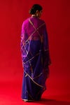 Shop_Nishar Ahmed_Purple And Habutai Silk And Organza Zardozi Embellished Saree _at_Aza_Fashions