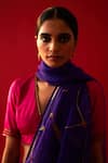 Nishar Ahmed_Purple And Habutai Silk And Organza Zardozi Embellished Saree _Online_at_Aza_Fashions