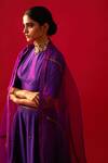 Shop_Nishar Ahmed_Purple Pure Habutai Silk Solid Round Neck Serena Plain Blouse _at_Aza_Fashions