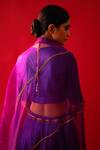 Nishar Ahmed_Purple Pure Habutai Silk Solid Round Neck Serena Plain Blouse _Online_at_Aza_Fashions