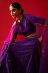 Buy_Nishar Ahmed_Purple Pure Habutai Silk Solid Round Neck Serena Plain Blouse _Online_at_Aza_Fashions