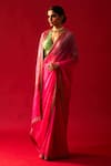 Buy_Nishar Ahmed_Pink And Habutai Silk And Organza Embroidery Aari Zardozi & Work Saree _at_Aza_Fashions