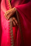 Nishar Ahmed_Pink And Habutai Silk And Organza Embroidery Aari Zardozi & Work Saree _Online_at_Aza_Fashions