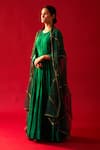 Buy_Nishar Ahmed_Green Chanderi Embroidery Zardozi Round Neck Anarkali With Dupatta _at_Aza_Fashions