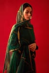 Nishar Ahmed_Green Chanderi Embroidery Zardozi Round Neck Anarkali With Dupatta _Online_at_Aza_Fashions