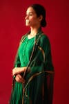 Buy_Nishar Ahmed_Green Chanderi Embroidery Zardozi Round Neck Anarkali With Dupatta _Online_at_Aza_Fashions