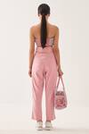 Cross A Line_Pink Cotton, Linen Bandeau Neck Amelia Bustier And Pant Set _Online_at_Aza_Fashions
