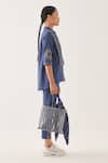 Buy_Cross A Line_Blue Cotton, Linen Collared Top And Straight-fit Trouser Set _Online_at_Aza_Fashions