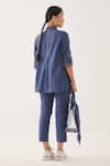 Shop_Cross A Line_Blue Cotton, Linen Collared Top _at_Aza_Fashions