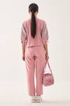 Shop_Cross A Line_Pink Cotton, Linen Round Neck Bine Shirt And Straight-fit Trouser Set _at_Aza_Fashions