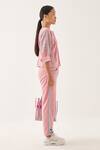 Cross A Line_Pink Cotton, Linen Round Neck Bine Shirt And Straight-fit Trouser Set _Online_at_Aza_Fashions